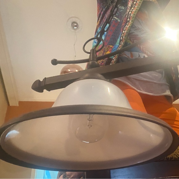 Island Billiard 3 light bronze pendant liberty bell alabaster shade kitchen pool - Picture 13 of 16